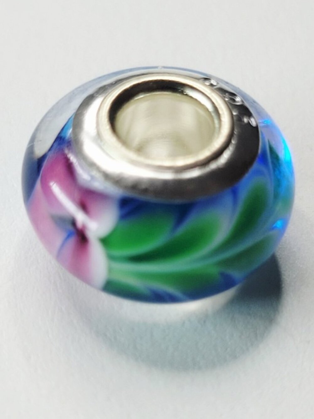 NWT S925 For Pandora Charm Bracelets 3D Murano Glass Blue Pink Green Charm Bead